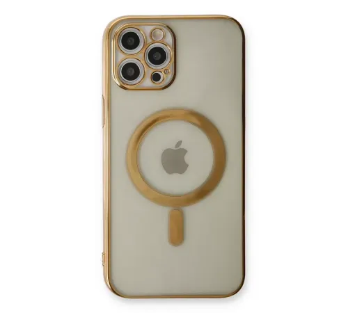 Apple iPhone 12 Pro Kılıf Magneticsafe Lazer Silikon - Gold