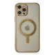 Apple iPhone 12 Pro Kılıf Magneticsafe Lazer Silikon - Gold