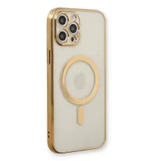 Apple iPhone 12 Pro Kılıf Magneticsafe Lazer Silikon - Gold