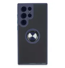 Samsung Galaxy S23 Ultra Kılıf Montreal Yüzüklü Silikon Kapak - Lacivert