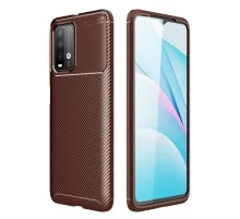 Xiaomi Redmi 9T Kılıf Auto Focus Karbon Kapak - Kahverengi