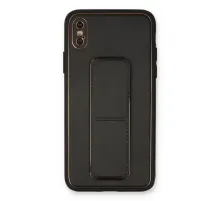 Apple iPhone XS Max Kılıf Coco Deri Standlı Kapak - Siyah