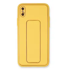 Apple iPhone XS Max Kılıf Coco Deri Standlı Kapak - Sarı