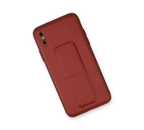 Apple iPhone XS Max Kılıf Coco Deri Standlı Kapak - Fuşya