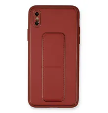Apple iPhone XS Max Kılıf Coco Deri Standlı Kapak - Fuşya