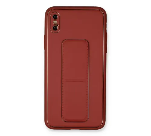 Apple iPhone XS Max Kılıf Coco Deri Standlı Kapak - Fuşya
