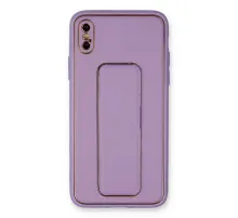 Apple iPhone XS Max Kılıf Coco Deri Standlı Kapak - Koyu Lila