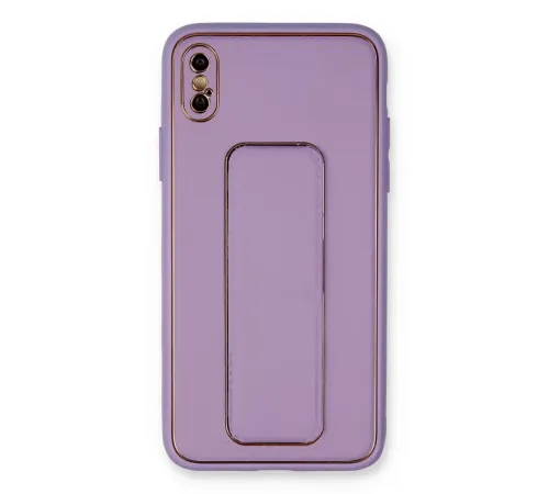 Apple iPhone XS Max Kılıf Coco Deri Standlı Kapak - Koyu Lila