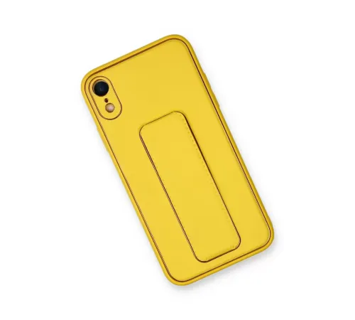 Apple iPhone XR Kılıf Coco Deri Standlı Kapak - Sarı