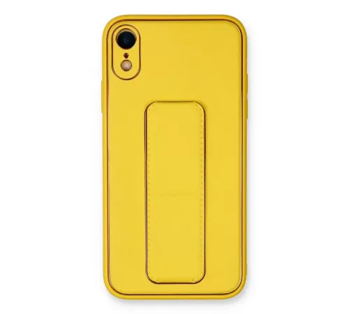 Apple iPhone XR Kılıf Coco Deri Standlı Kapak - Sarı