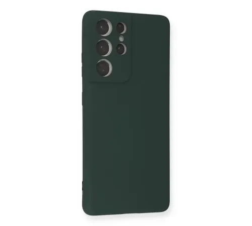 Samsung Galaxy S21 Ultra Kılıf Nano içi Kadife Silikon - Koyu Yeşil