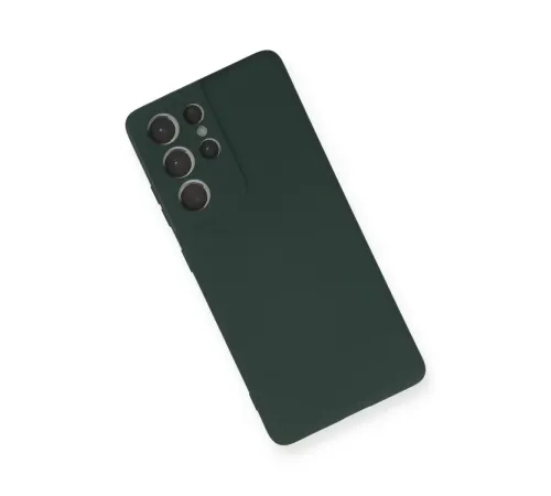 Samsung Galaxy S21 Ultra Kılıf Nano içi Kadife Silikon - Koyu Yeşil