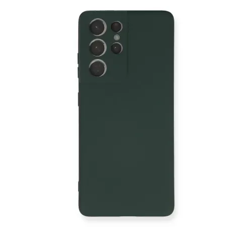 Samsung Galaxy S21 Ultra Kılıf Nano içi Kadife Silikon - Koyu Yeşil