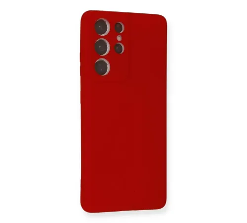 Samsung Galaxy S21 Ultra Kılıf Nano içi Kadife Silikon - Kırmızı