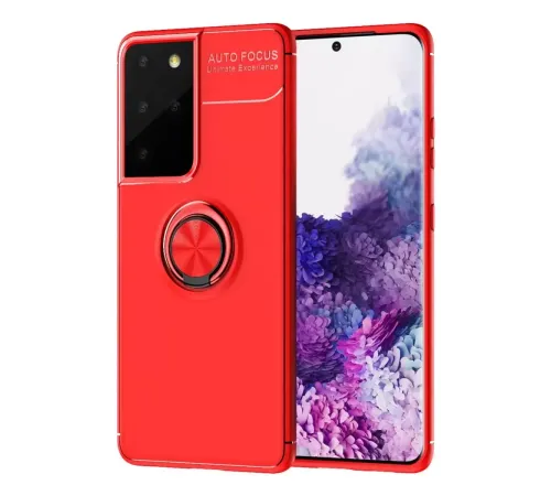 Samsung Galaxy S21 Ultra Kılıf Range Yüzüklü Silikon - Kırmızı