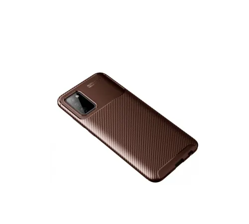 Samsung Galaxy A02S Kılıf Auto Focus Karbon Kapak - Kahverengi
