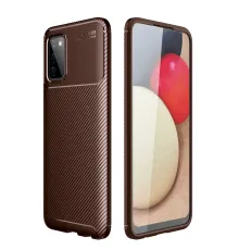 Samsung Galaxy A02S Kılıf Auto Focus Karbon Kapak - Kahverengi