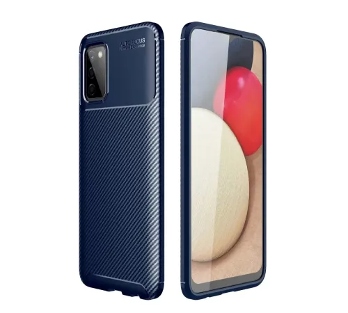 Samsung Galaxy A02S Kılıf Auto Focus Karbon Kapak - Lacivert