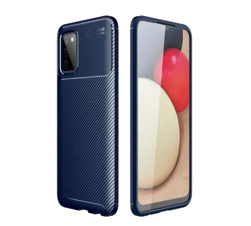 Samsung Galaxy A02S Kılıf Auto Focus Karbon Kapak - Lacivert