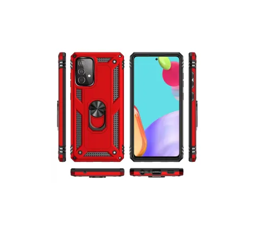 Samsung Galaxy A52 Kılıf Sofya Yüzüklü Silikon Kapak - Kırmızı