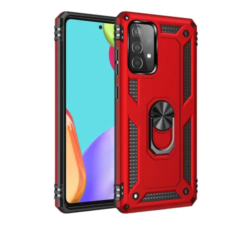 Samsung Galaxy A52 Kılıf Sofya Yüzüklü Silikon Kapak - Kırmızı