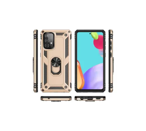 Samsung Galaxy A52 Kılıf Sofya Yüzüklü Silikon Kapak - Gold