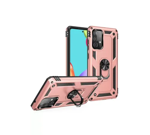 Samsung Galaxy A52 Kılıf Sofya Yüzüklü Silikon Kapak - Rose