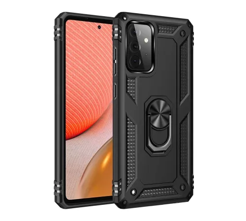 Samsung Galaxy A72 Kılıf Sofya Yüzüklü Silikon Kapak - Siyah