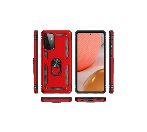 Samsung Galaxy A72 Kılıf Sofya Yüzüklü Silikon Kapak - Kırmızı