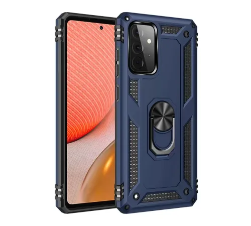 Samsung Galaxy A72 Kılıf Sofya Yüzüklü Silikon Kapak - Lacivert