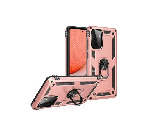 Samsung Galaxy A72 Kılıf Sofya Yüzüklü Silikon Kapak - Rose
