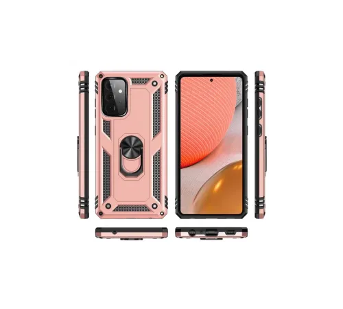 Samsung Galaxy A72 Kılıf Sofya Yüzüklü Silikon Kapak - Rose