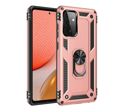 Samsung Galaxy A72 Kılıf Sofya Yüzüklü Silikon Kapak - Rose
