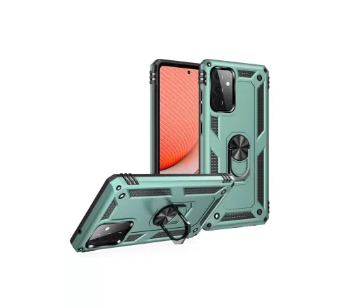 Samsung Galaxy A72 Kılıf Sofya Yüzüklü Silikon Kapak - Yeşil