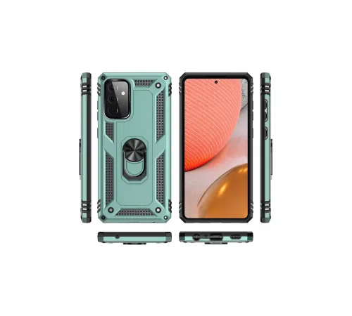 Samsung Galaxy A72 Kılıf Sofya Yüzüklü Silikon Kapak - Yeşil