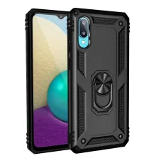 Samsung Galaxy A02 Kılıf Sofya Yüzüklü Silikon Kapak - Siyah