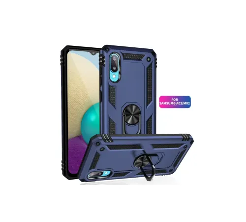 Samsung Galaxy A02 Kılıf Sofya Yüzüklü Silikon Kapak - Lacivert