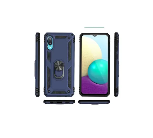 Samsung Galaxy A02 Kılıf Sofya Yüzüklü Silikon Kapak - Lacivert