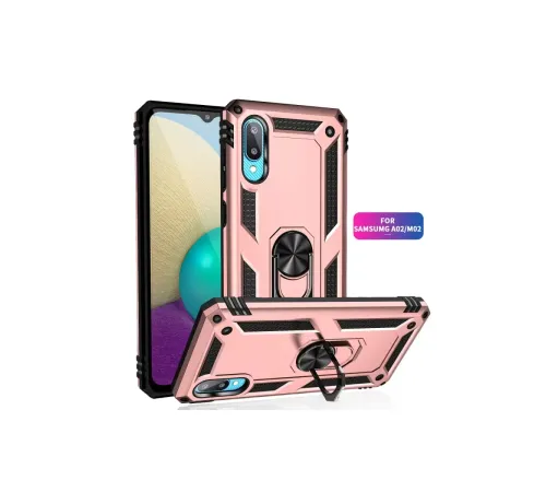 Samsung Galaxy A02 Kılıf Sofya Yüzüklü Silikon Kapak - Rose