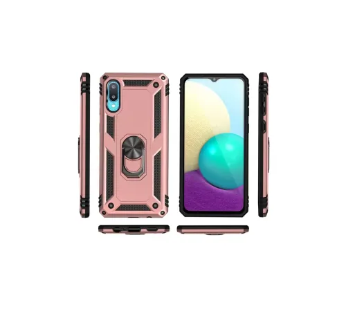 Samsung Galaxy A02 Kılıf Sofya Yüzüklü Silikon Kapak - Rose