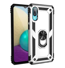 Samsung Galaxy A02 Kılıf Sofya Yüzüklü Silikon Kapak - Gümüş