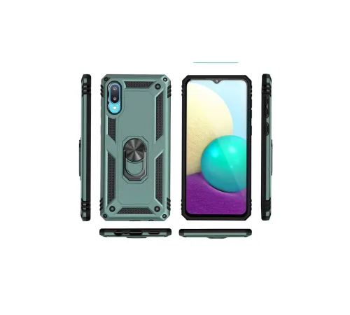 Samsung Galaxy A02 Kılıf Sofya Yüzüklü Silikon Kapak - Yeşil