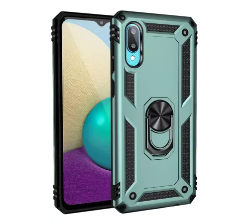 Samsung Galaxy A02 Kılıf Sofya Yüzüklü Silikon Kapak - Yeşil