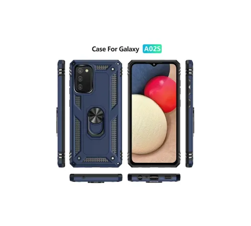 Samsung Galaxy A02S Kılıf Sofya Yüzüklü Silikon Kapak - Lacivert