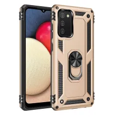 Samsung Galaxy A02S Kılıf Sofya Yüzüklü Silikon Kapak - Gold