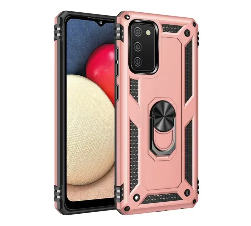 Samsung Galaxy A02S Kılıf Sofya Yüzüklü Silikon Kapak - Rose