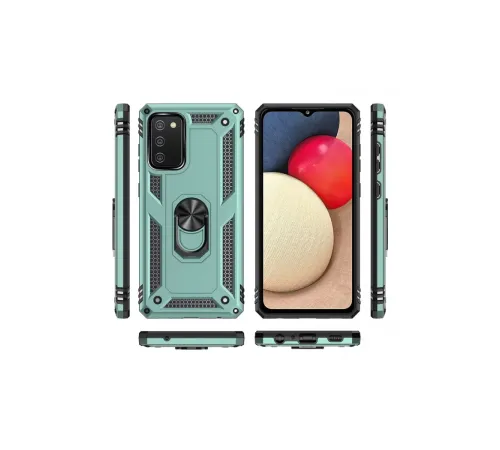Samsung Galaxy A02S Kılıf Sofya Yüzüklü Silikon Kapak - Yeşil