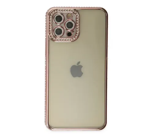 Apple iPhone 12 Pro Kılıf Joke Taşlı Silikon - Pembe