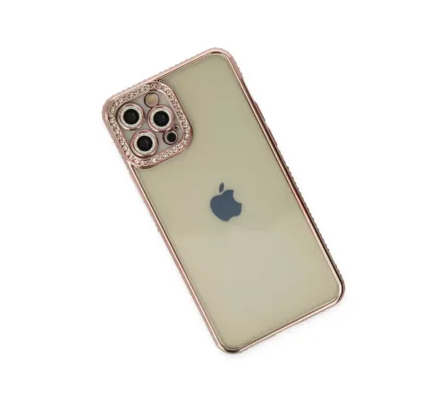 Apple iPhone 12 Pro Kılıf Joke Taşlı Silikon - Pembe