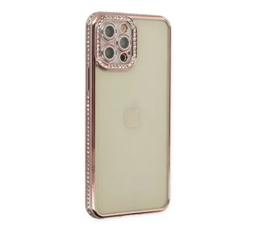 Apple iPhone 12 Pro Kılıf Joke Taşlı Silikon - Pembe